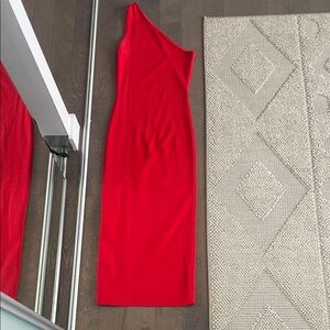 Elegant Red One-Shoulder Dress Bodycon
